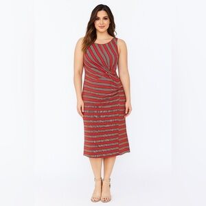 New Ann Taylor loft ruched side sleeveless dress tribal striped print jersey